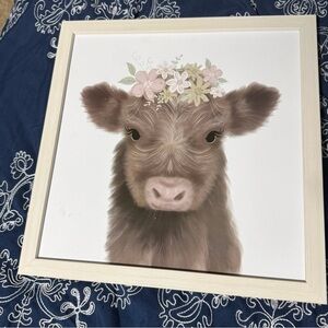 Hobby Lobby Floral Cow Wall Art - Pink and Brown
